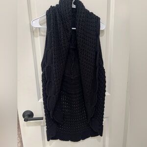 Quinn Large boho black crochet Black Knit Sweater Vest